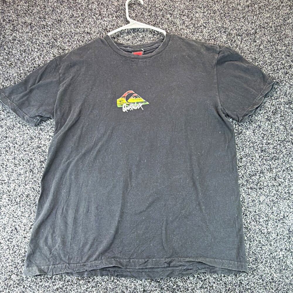 Quiksilver Logo Graphic Men's Black Crew Neck Short Sleeve Knit T-Shirt L
